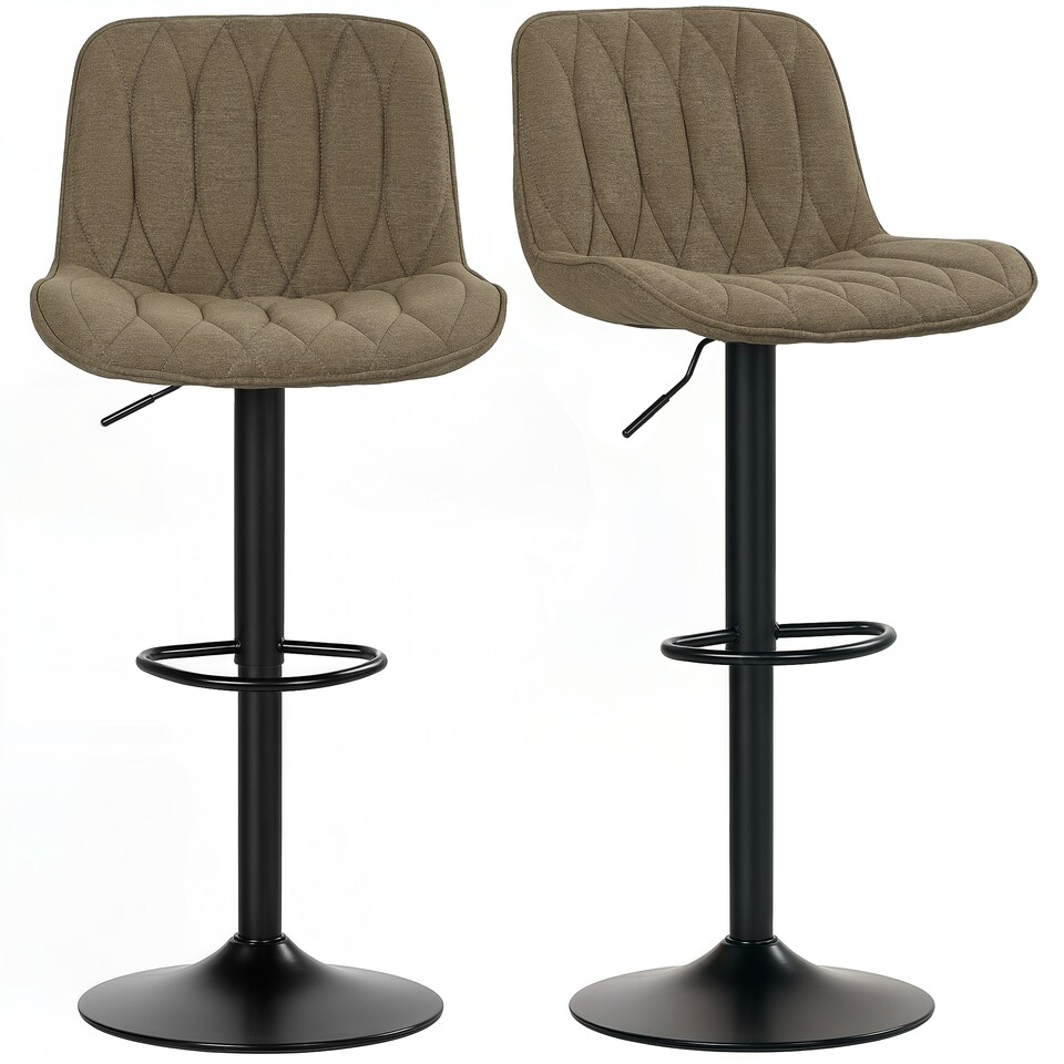 image 1 of HOMCOM Bar Stools Set of 2, Modern Armless Bar Chairs, Brown | Brown | Brown
