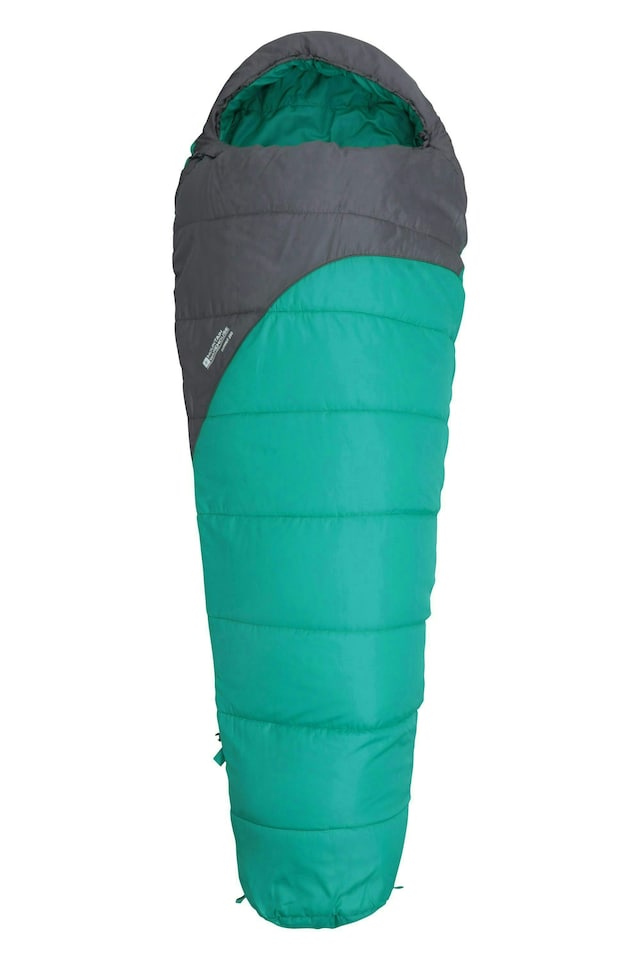 image 1 of Mountain Warehouse Summit Sleeping Bag Adult Mummy Camping Hiking Winter Warm Right Handed Zip - Long length (215cm) | Blue | Teal