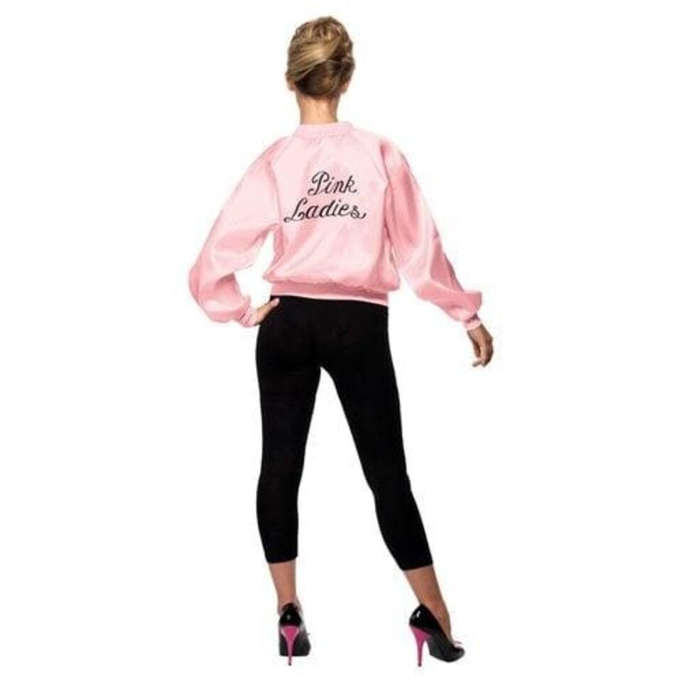 image 1 of Grease Pink Ladies Jacket Fancy Dress Costume Ladies Medium - UK 12-14 | Multi | 12