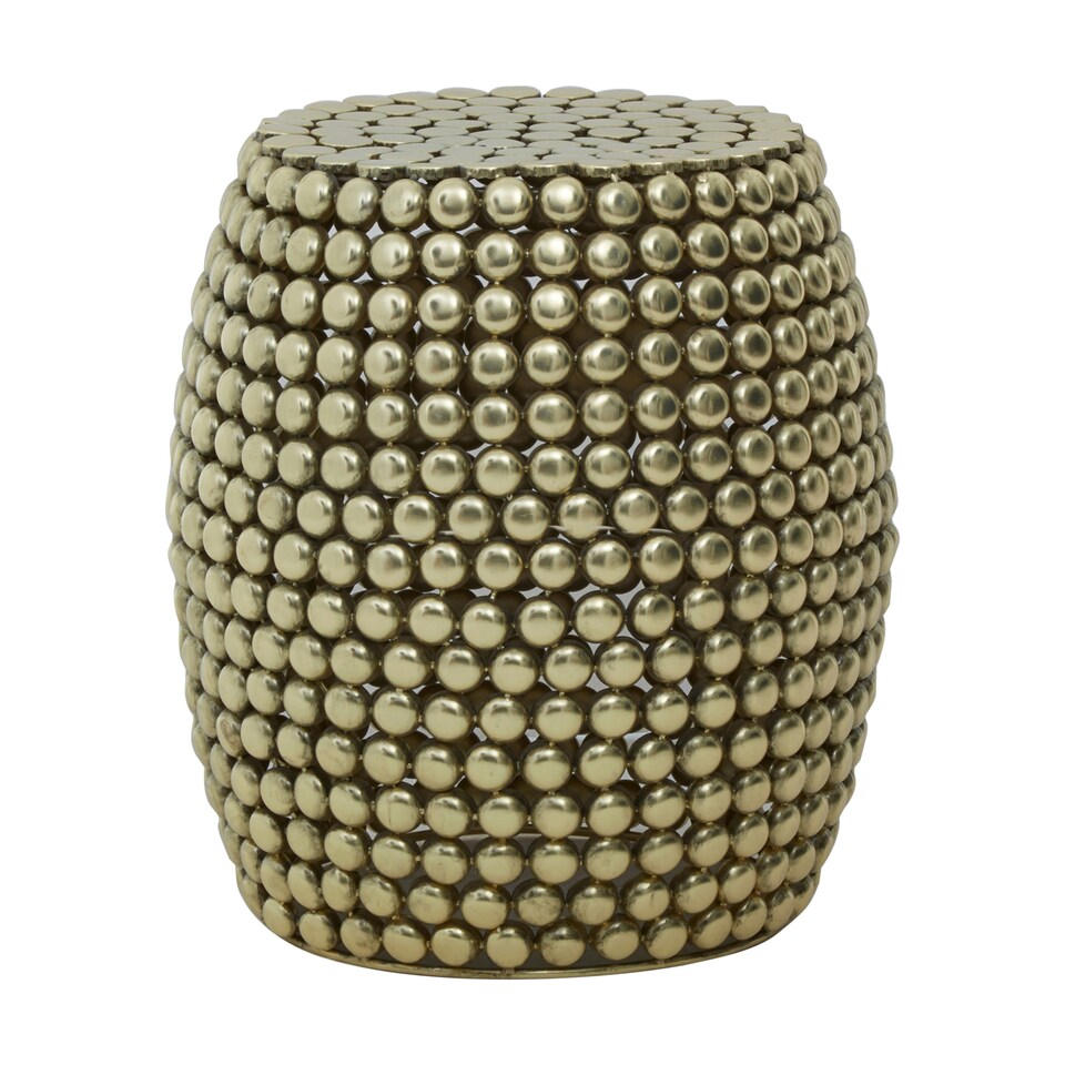image 1 of Interiors by Premier Gold Finish Beaded Barrel Stool Gold