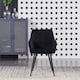 image 2 of Single Camden Modern Velvet Dining Chair with Armrests, Quilted Design & Black Metal Legs Black