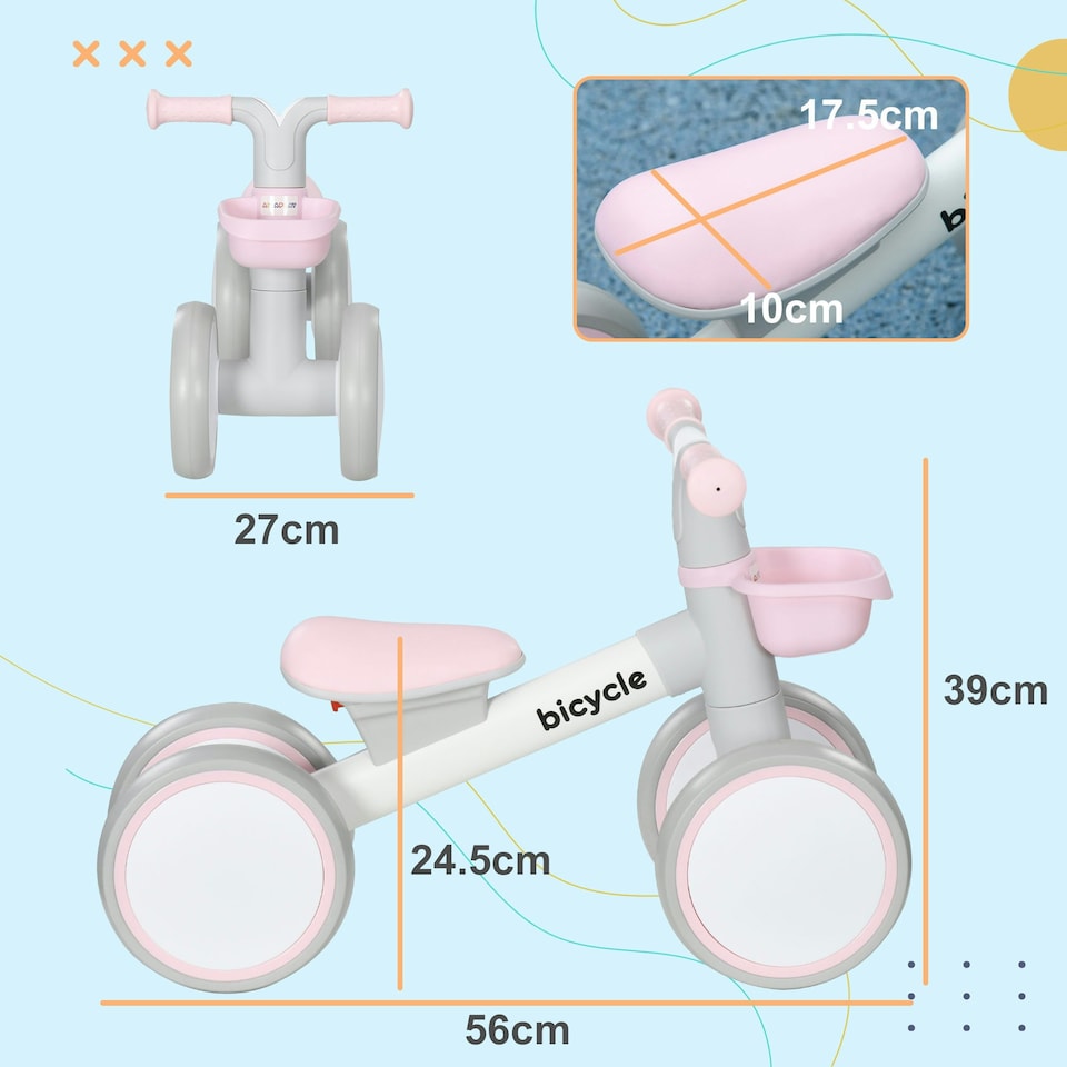 image 1 of AIYAPLAY Kids Balance Bike for 1-3 Years Old with Adjustable Seat, Pink