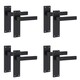 image 1 of Golden Grace 4 Pairs Victorian Straight Delta Door Handles Latch in Matt Black - 150mm x 40mm Backplate Black