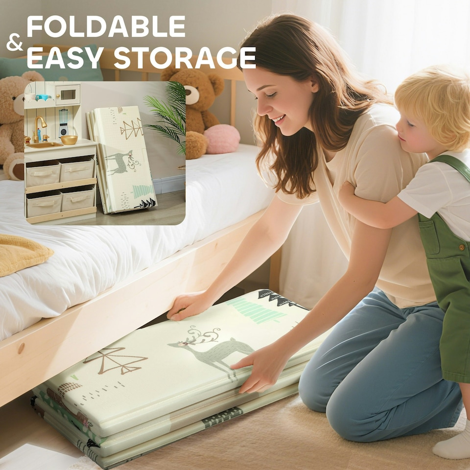 image 1 of AIYAPLAY Baby Play Mat, Double Sided Crawling Mat, Animal Theme