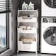 image 2 of Living and Home 4-Tier Foldable Rolling Laundry Sorter Basket Storage Rack | White | 4 Tier