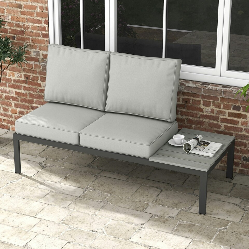 image 1 of Outsunny 2 Seater Outdoor Seat Cushions, Water Repellent Seat Pads with Backrest
