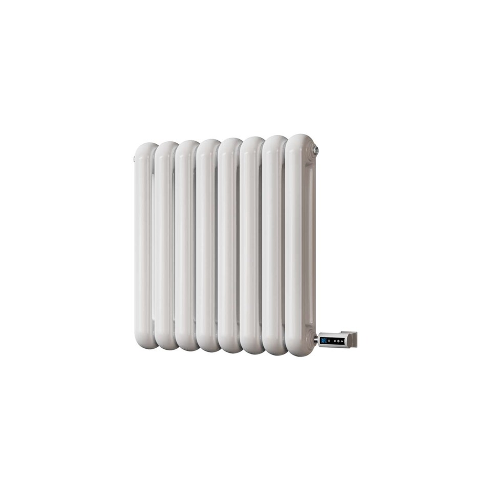 image 1 of Sherwood - White Round Top Column Electric Radiator H600mm x W576mm 2 Column 300w Thermostatic WIFI