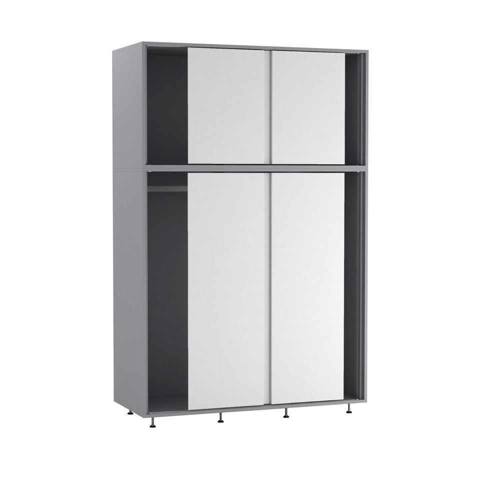 image 1 of URBNLIVING 6 Sliding Doors Wardrobe | Multi | Grey Carcass + White Doors | 1