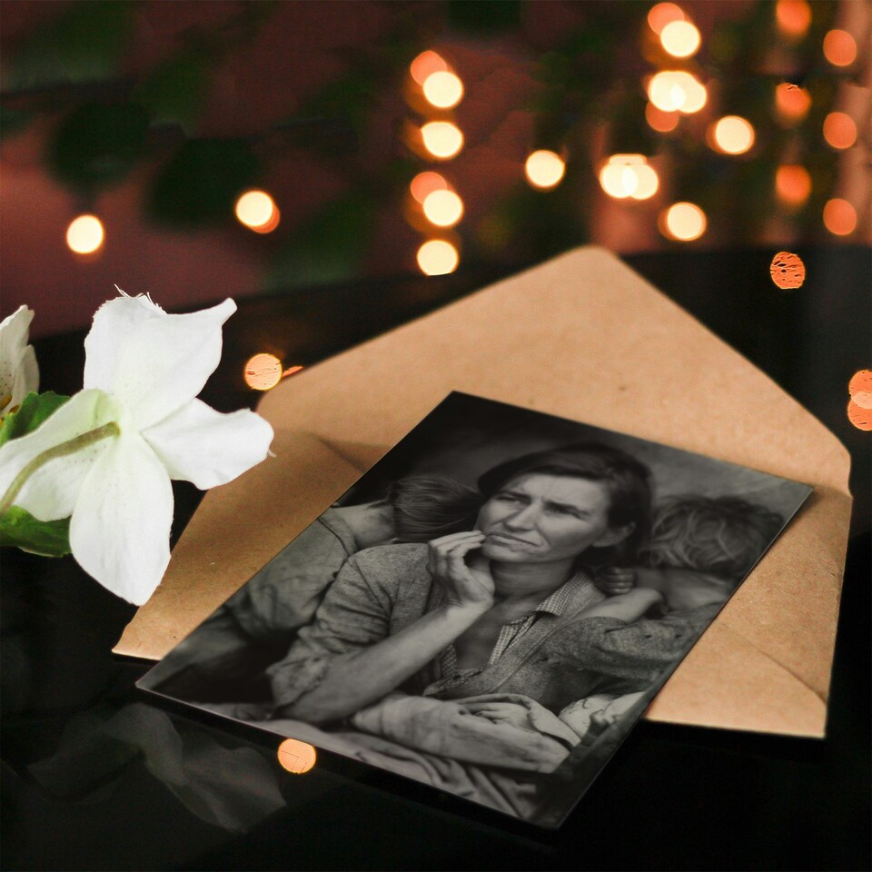 image 1 of Dorothea Lange Art Card Migrant Mother and Children Photograph