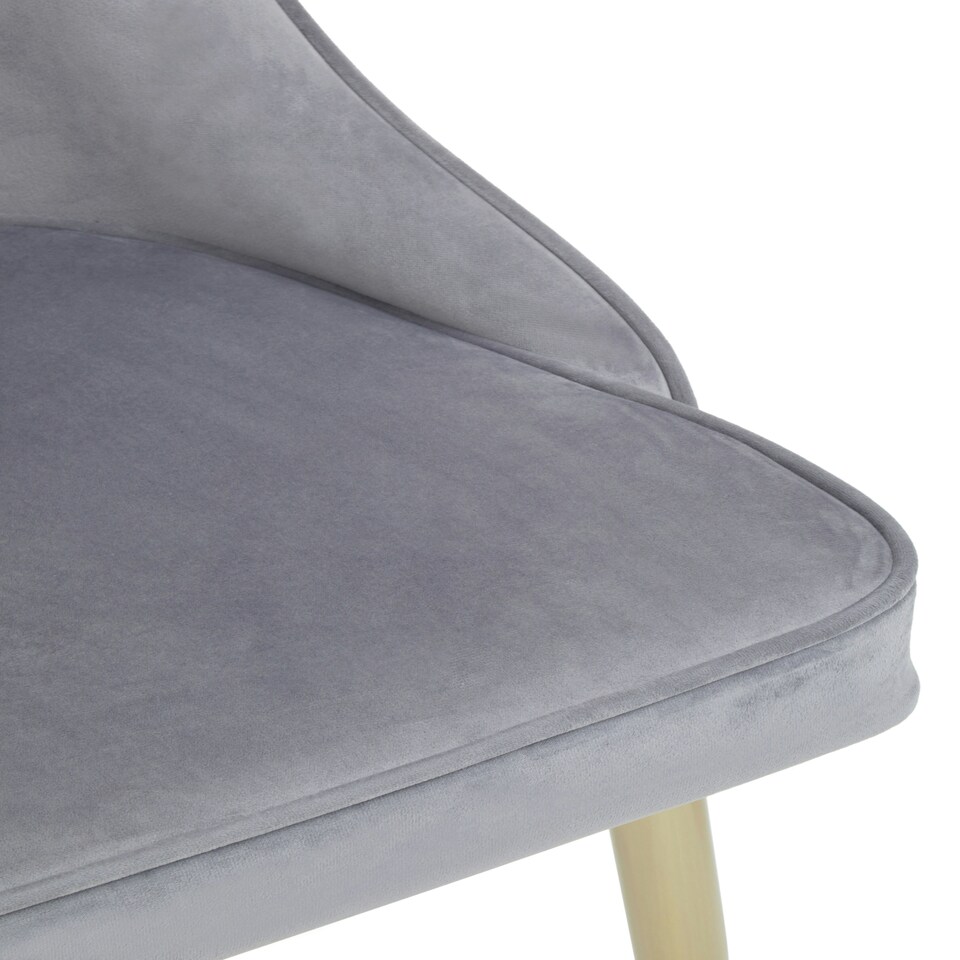 image 1 of Interiors by Premier Grey Velvet Dining Chair, Mid-Century Modern Grey and Gold Velvet Dining Chairs, Luxury Dining Chair