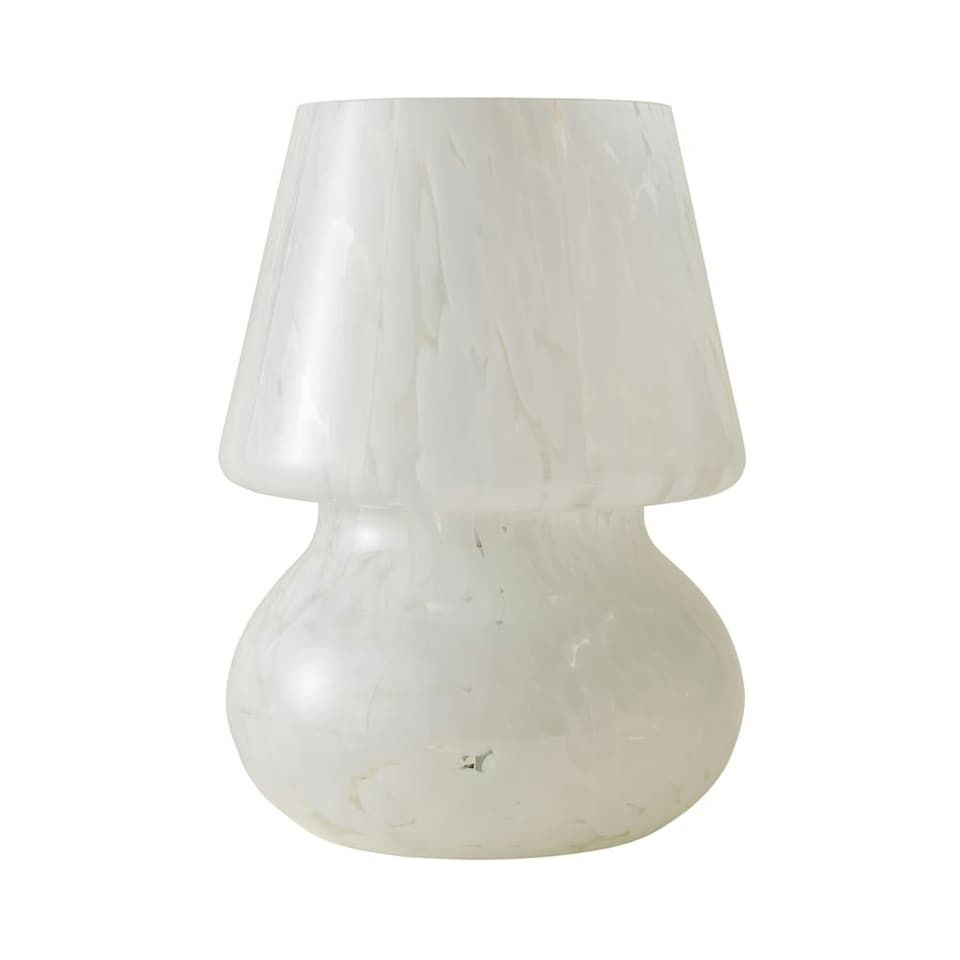 image 1 of ValueLights Beau White Confetti Glass Table Lamp Tapered Lampshade Bedside Light - Bulb Included