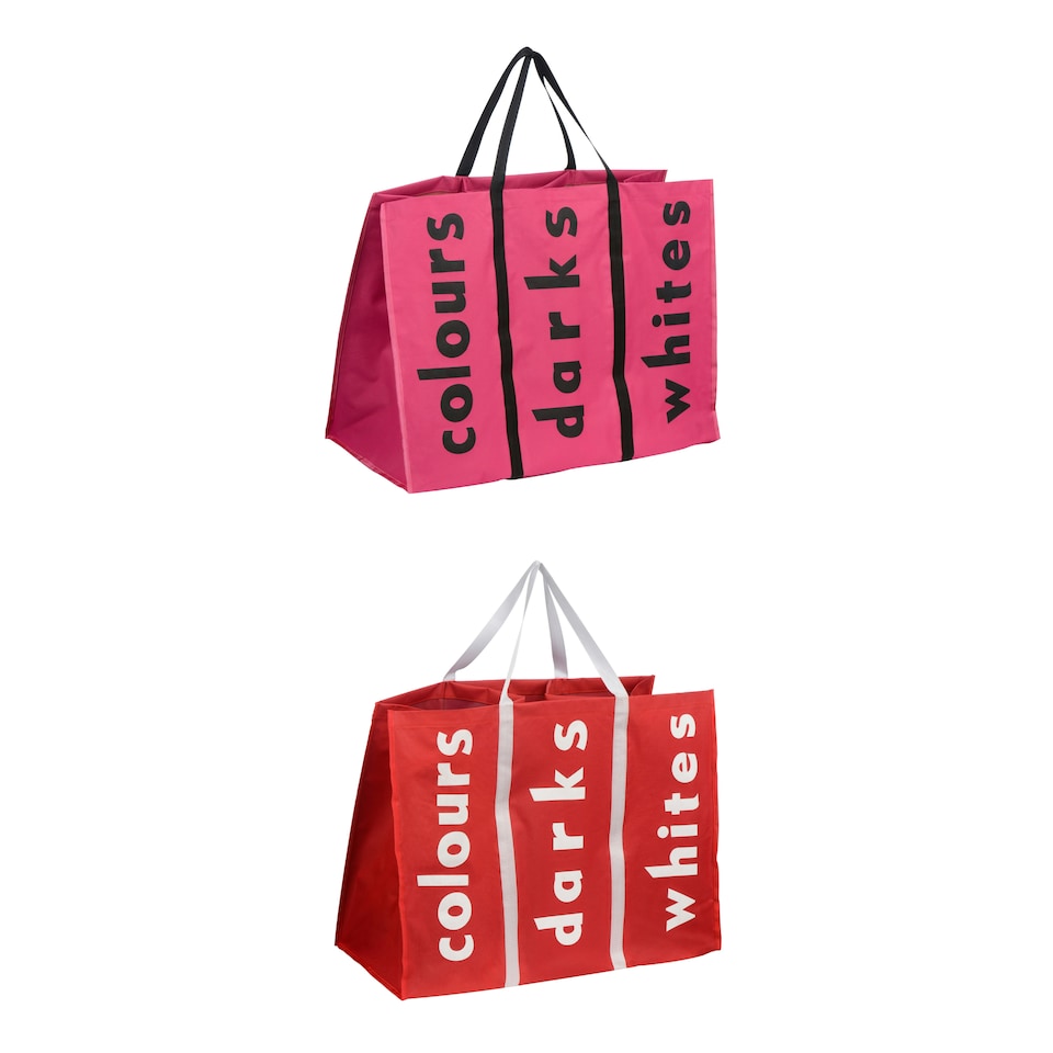 image 1 of Hot Pink 3 Section Laundry Bag Pink | Pink