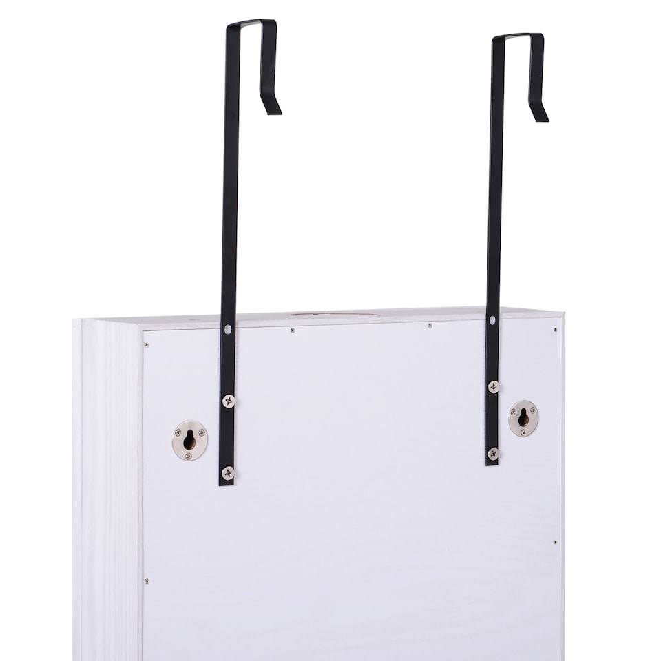 image 1 of HOMCOM Jewelry Cabinet with Mirror and LED Lights, Lockable Makeup Cosmetics Jewellery Organiser, Mirror with Storage for Bedroom Dressing Room, White