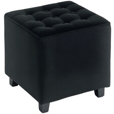 HOMCOM Square Footstool Small Ottoman with Wood Legs for Bedroom | Grey | Dark Grey | One size | 1