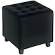 image 6 of HOMCOM Square Footstool Small Ottoman with Wood Legs for Bedroom Grey | Dark Grey