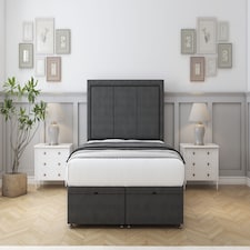 Sloomy Lancaster Graphite Dumfries Ottoman Bed With Mattress With 54" Floor Standing Headboard 5' King