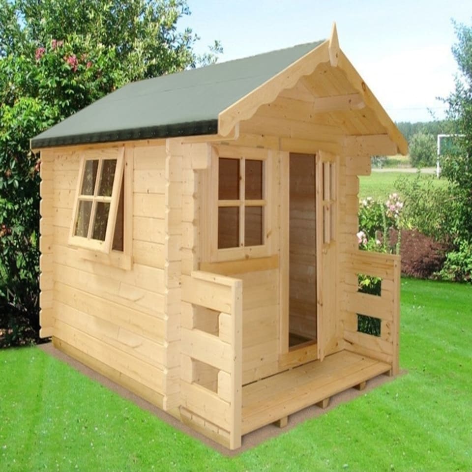 image 1 of Salcey Mini Log Cabin Playhouse Kid's Wendy House Brown