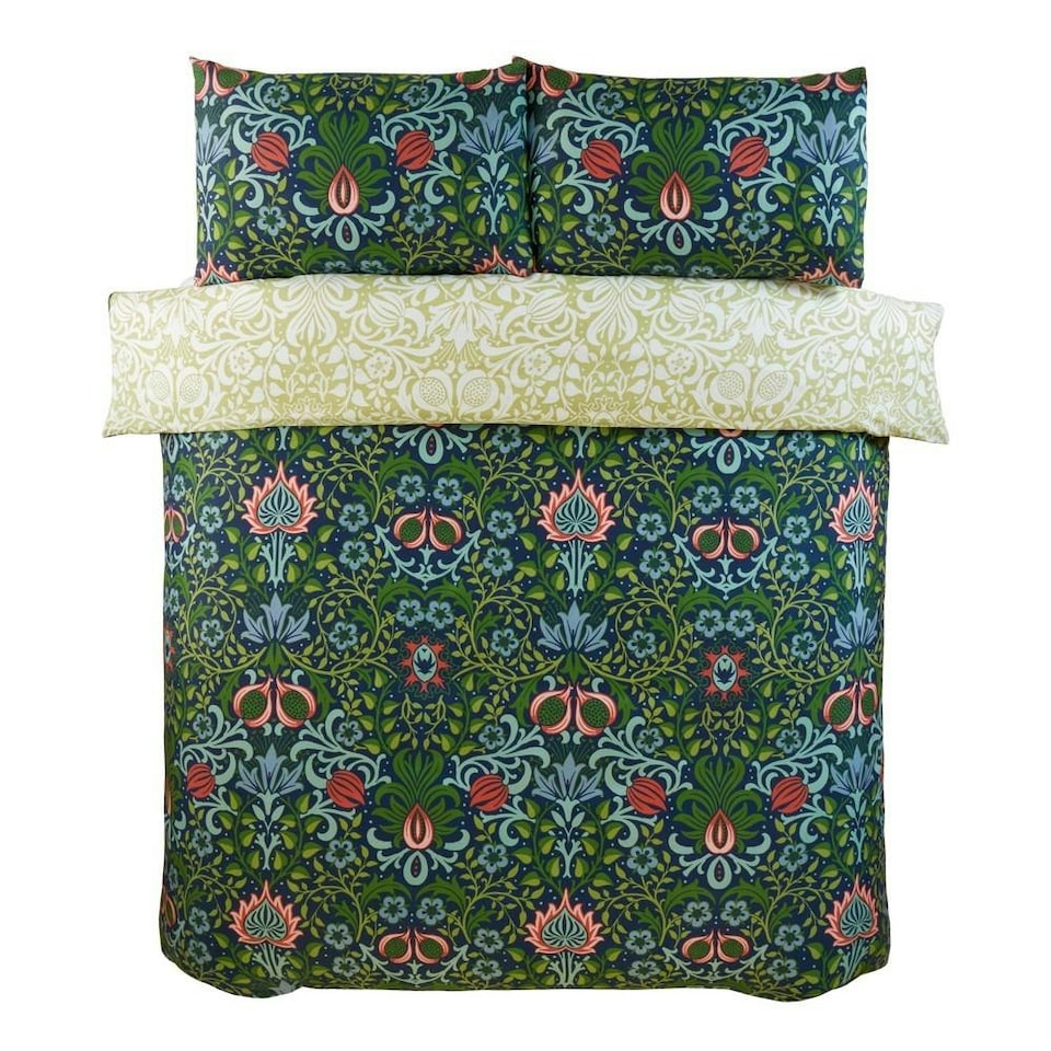 image 1 of Heritage Flora Duvet Cover Set Navy Blue | Single