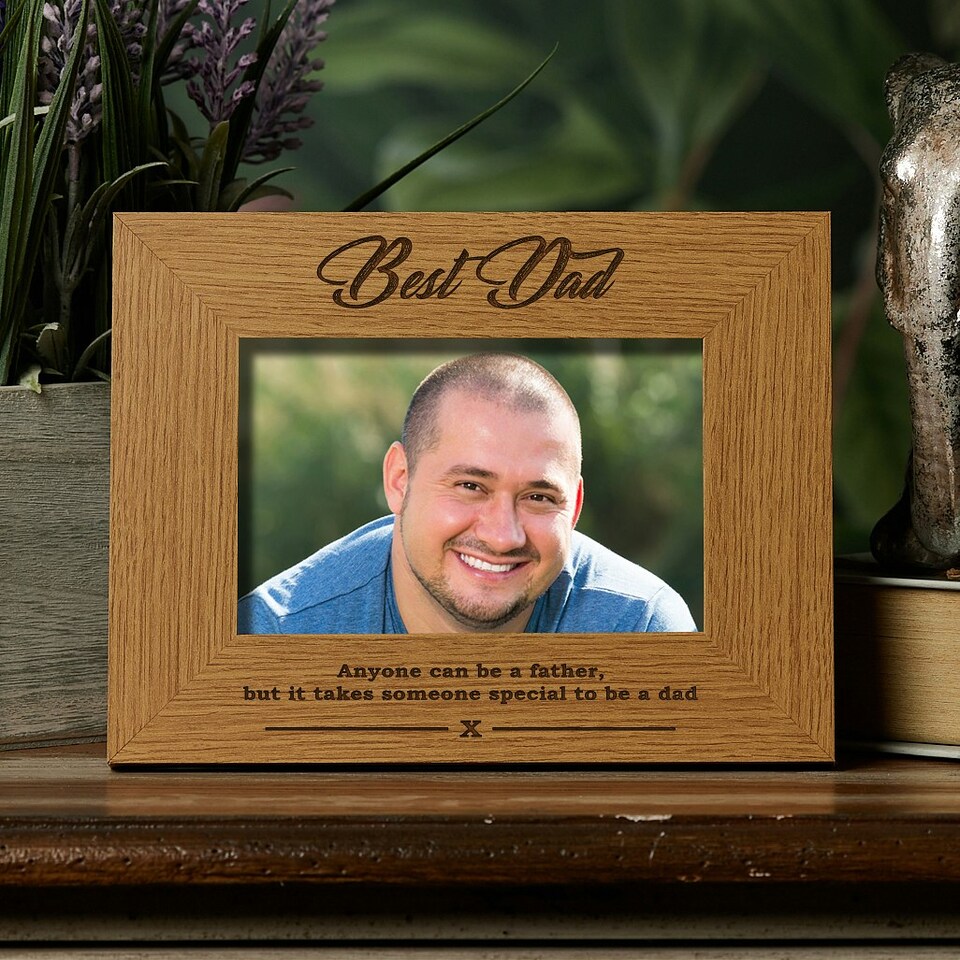 image 1 of Best Dad Wooden Photo Frame Gift Brown | Brown 8x10 | One Size
