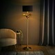 image 1 of ValueLights Christina Black with Metallic Gold Drum Shade Gold Palm Leaf Floor Lamp and Bulb Gold