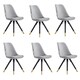 image 1 of Set of 6 Sofia Ergonomic Modern Dining Chairs Upholstered in Velvet, Metal Legs with Gold End Tips Grey | Light Grey