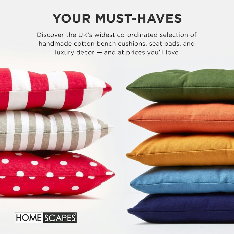 image 1 of Homescapes Garden Bench Cushion Luxury 3 Seater 100% Cotton Indoor Outdoor Seat Pad Green | 143 x 48 cm
