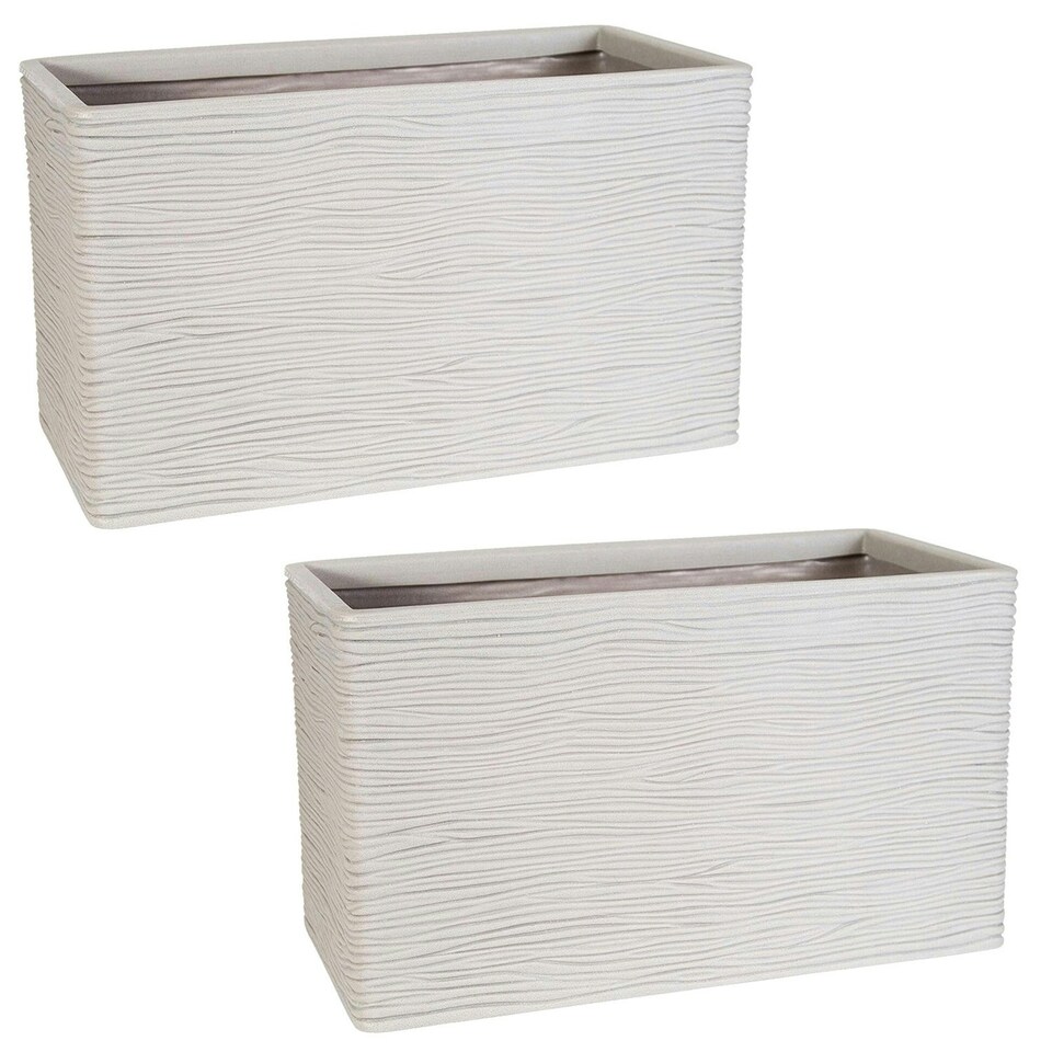 image 1 of 2 x Amalfi Trough Multipurpose Home Garden Patio Stone Effect Flower Planter N/A