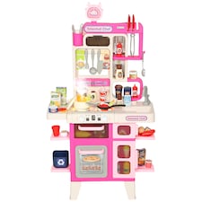 AIYAPLAY Kids Play Kitchen Toy Kitchen Pretend Role Play Set 104PCS Accessories Including Realistic Lights & Sounds, Toy Food, Pots, Utensils, for 3-6 Years, Pink