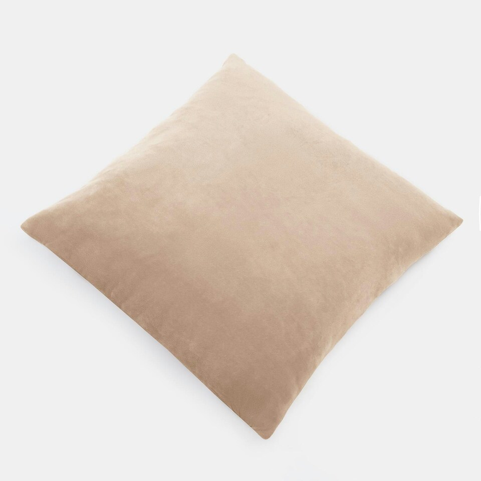 image 1 of OHS 4 x Soft Plain Matte Velvet Filled Cushions, 45x45cm - Natural | Yellow | Natural | 45 x 45cm | 4