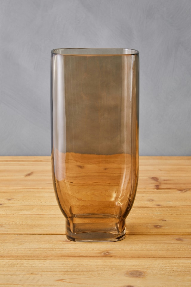 image 1 of Interiors by Premier Smoked Brown Glass Vase, Minimalist Flower Vase, Decorative Glass Vase, Large Flower Vase for Living Room | Brown