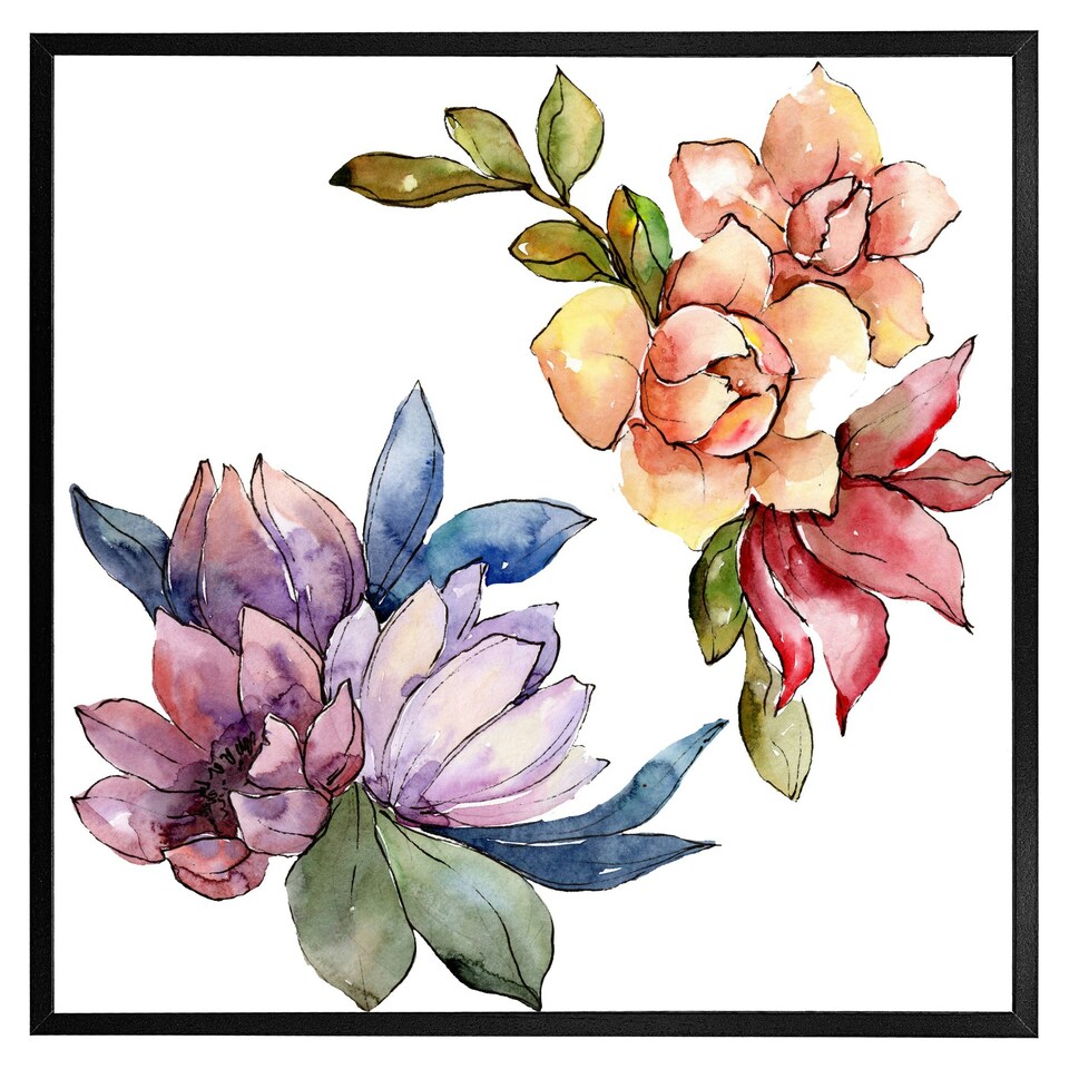image 1 of Rainbow flowers (Picture Frame) Black | S