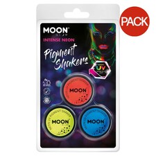 Moon Glow Pigment Shakers UV Neon Glitter (Pack of 3) - Red/Yellow/Blue - One Size Red