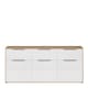image 3 of Orkney 3 Drawer Sideboard with 3 Doors in Mauvella Oak and White Gloss