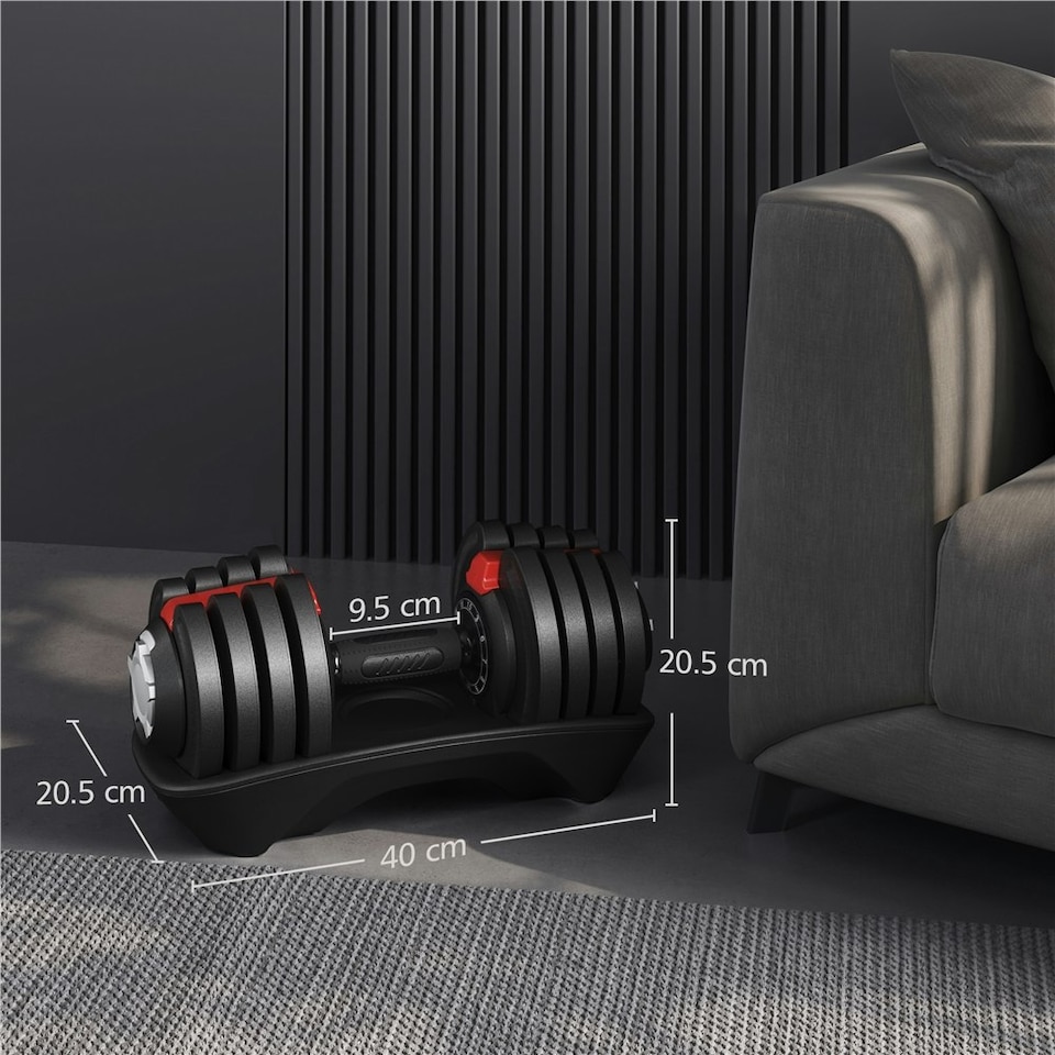 image 1 of Yaheetech 12-in-1 Adjustable Dumbbell Weight Black