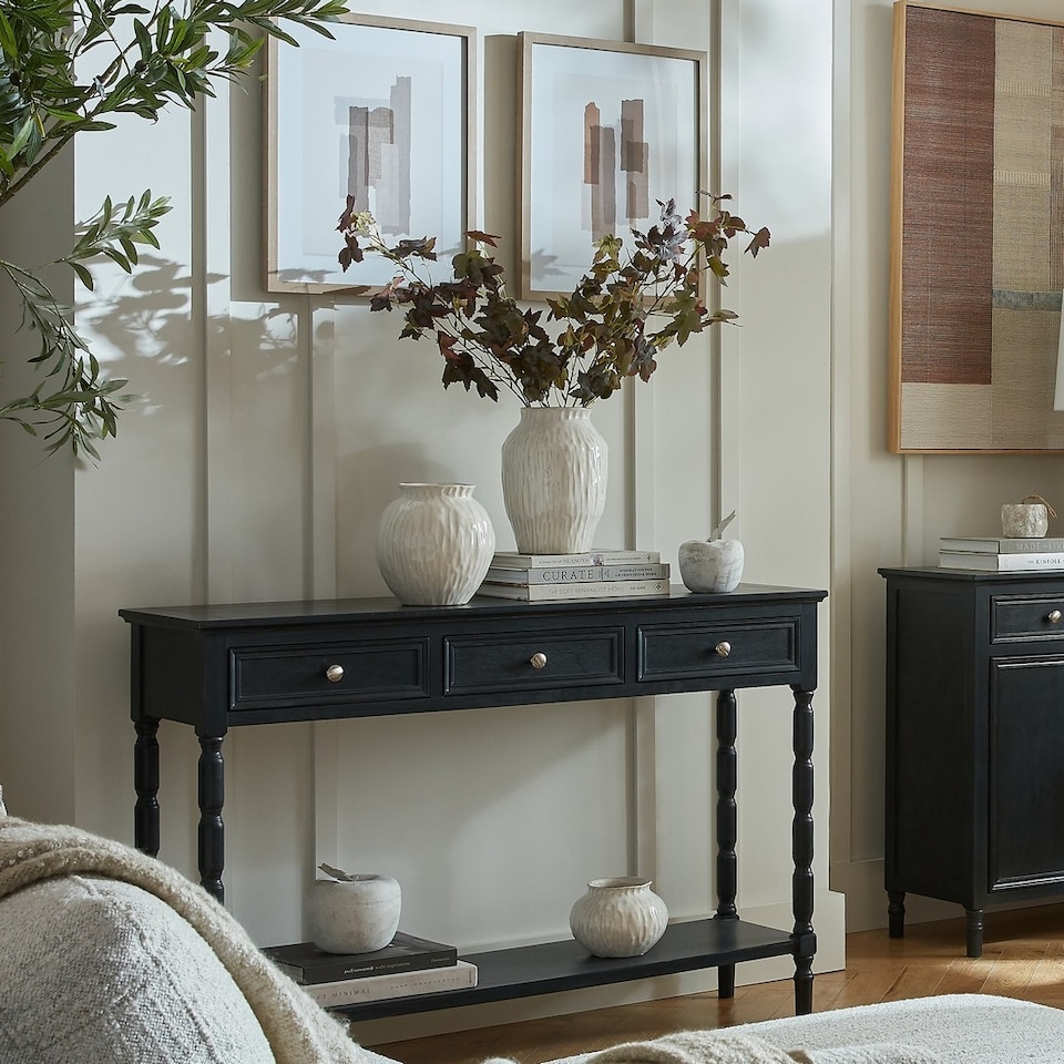image 1 of Contour Collection 3 Drawer Console Table - Wood - L33 x W120 x H80 cm - Black