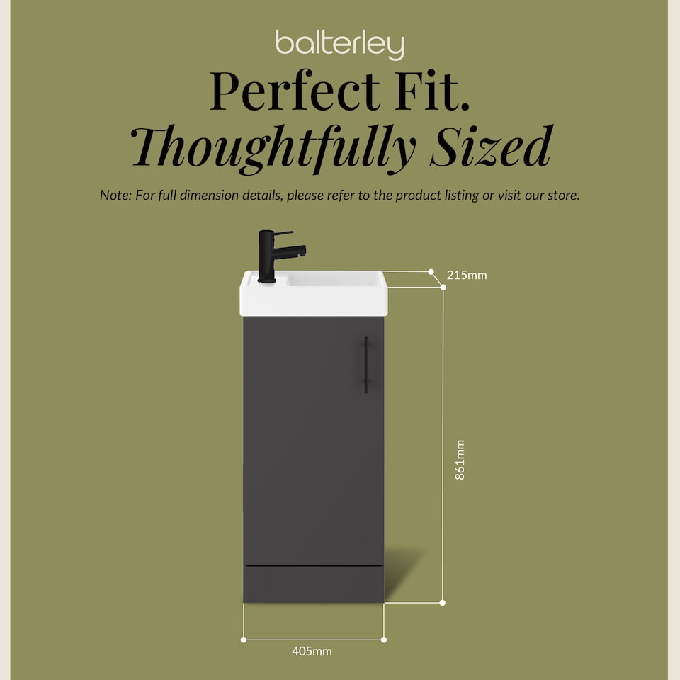 image 1 of Balterley Floor Standing Vanity Basin 400mm Gloss Grey & Matt Black Handle
