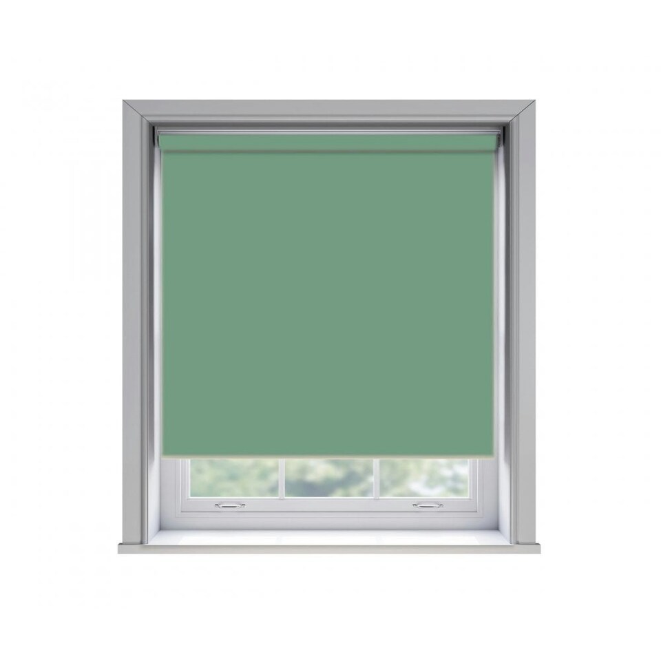 65cm No Drill Basil Thermal Blackout Roller Blind (170cm Drop) Green