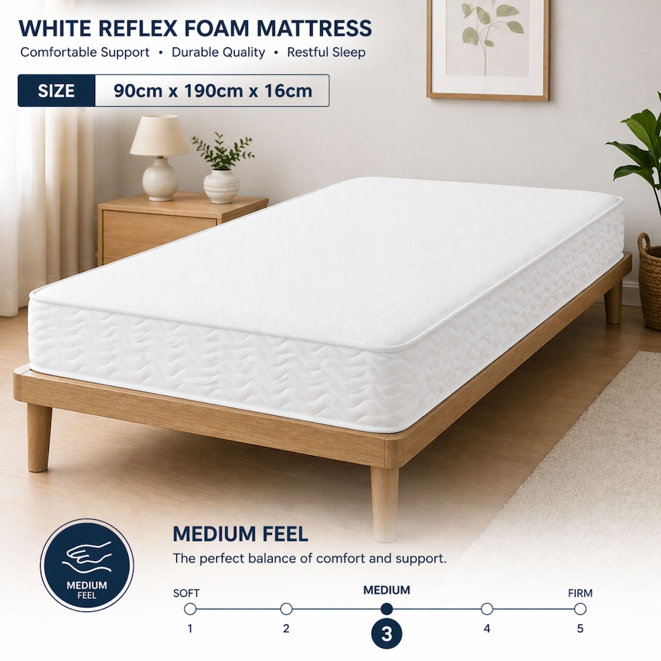 image 1 of Single Memory Foam Mattress with High Density Foam Base, Approx 6 Inch/16cm Thick, Medium Feel Mattress, Mattress In A Box