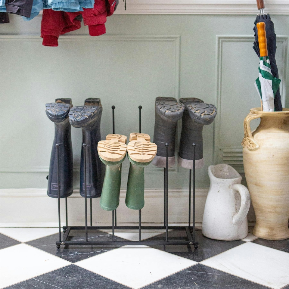 image 1 of Hammer and Tongs Steel Wellington Boot Rack - 6 Pair - Black Black