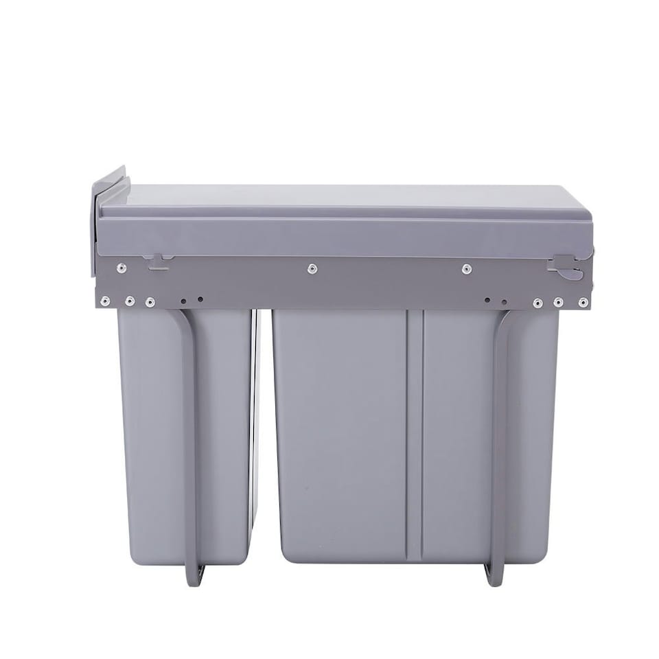 image 1 of Living and Home Cabinet Pull-Out Kitchen Trash Bin 30L(10L+20L) Grey