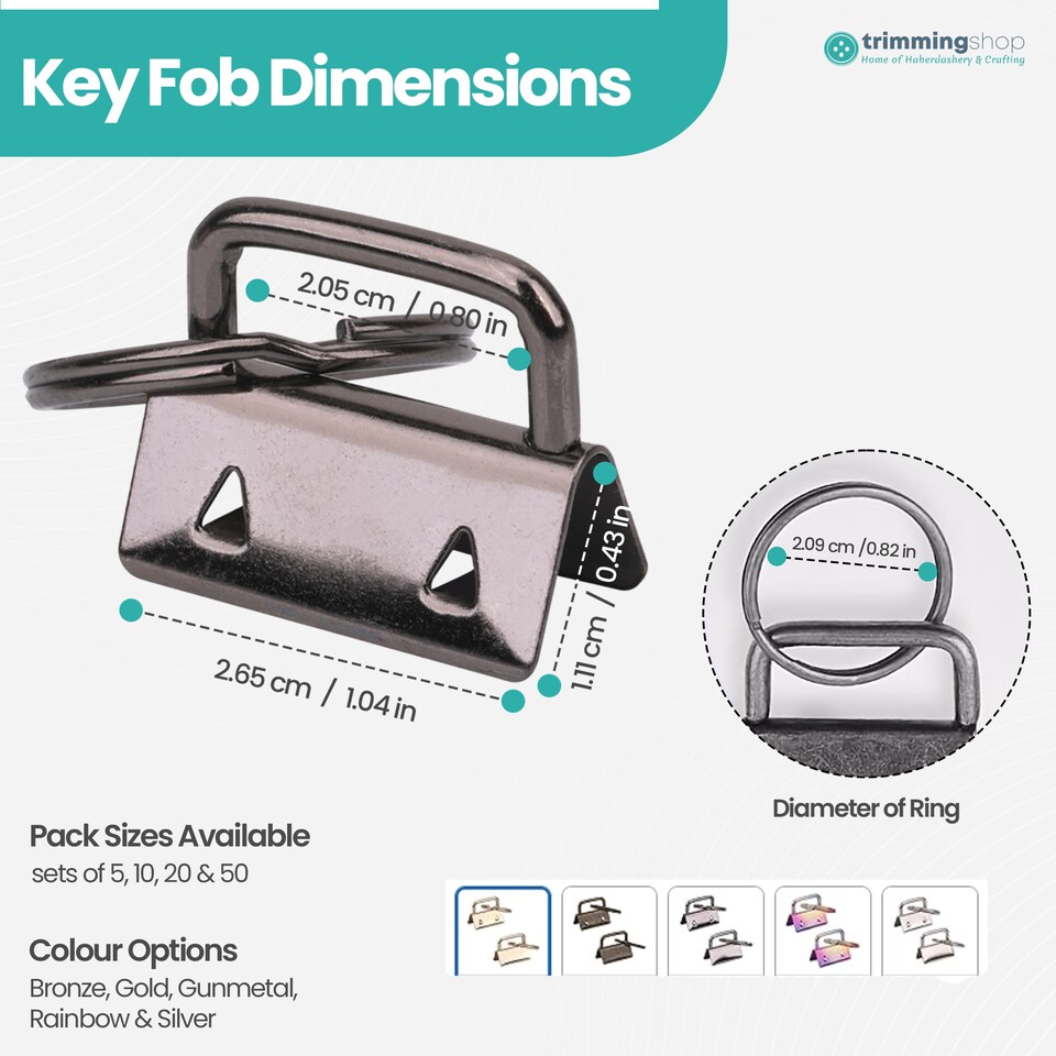 image 1 of 25mm Lanyard Keychain Hardware Fob Key Ring with Ring Clamps - 5pcs