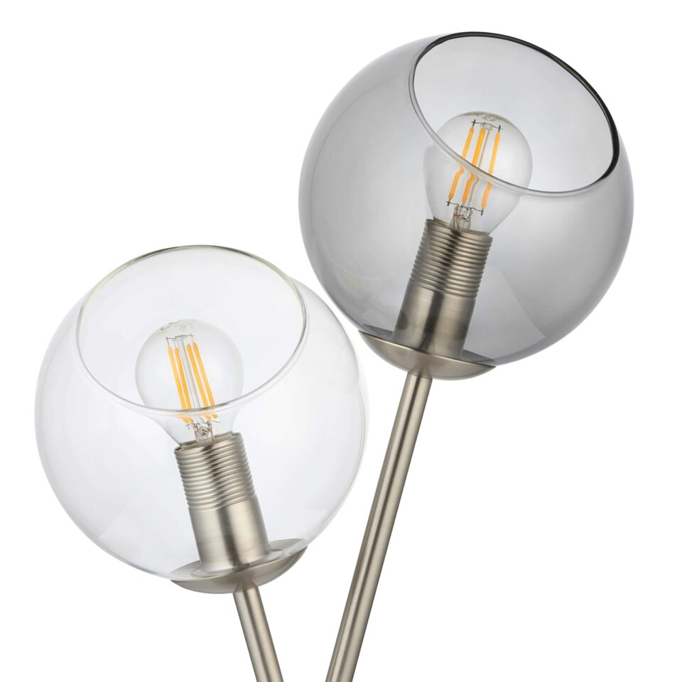 image 1 of Branco 2 Light Chrome & Smoked Glass Table Lamp