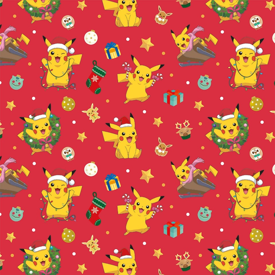 image 1 of Pokemon Christmas Wrapping Paper 4m Roll