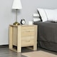 image 2 of HOMCOM 2 Drawer Boxy Bedside Table w/ Handles Elevated Base Oak Brown