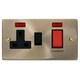 image 2 of SE HOME Antique Brass Cooker Control 45A With 13A Switched Plug Socket & 2 Neons Brown | Antique Brass