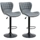 image 1 of HOMCOM Bar Stools Set of 2 Adjustable Height Swivel PU Leather Bar Chairs Grey