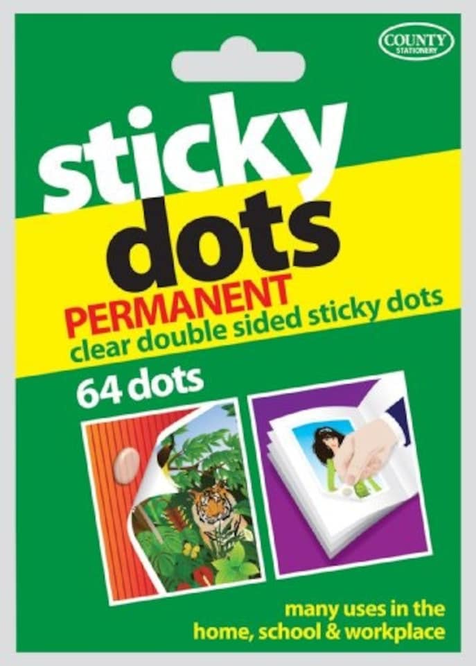 image 1 of 64 Permanent Clear Double Sided Sticky Dots
