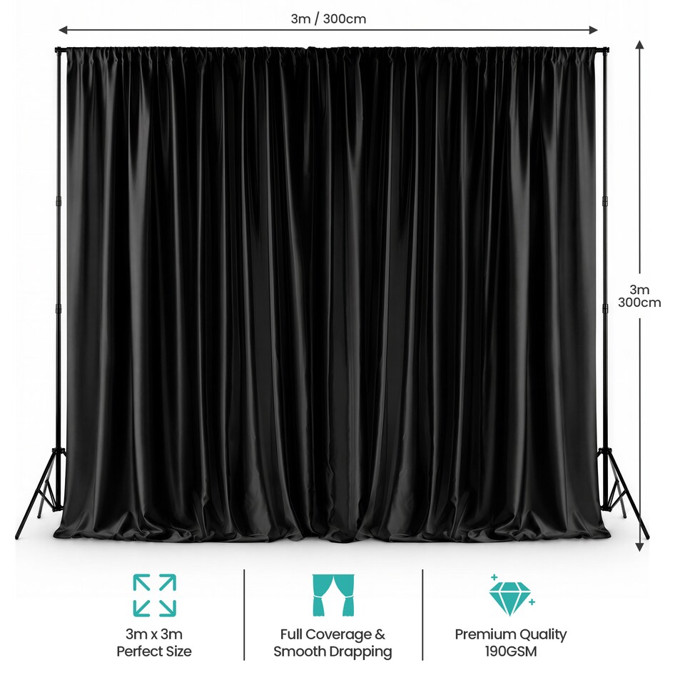 image 1 of Blackout Polyester Photography Backdrop for Studio Photo Shoot - 3x3m