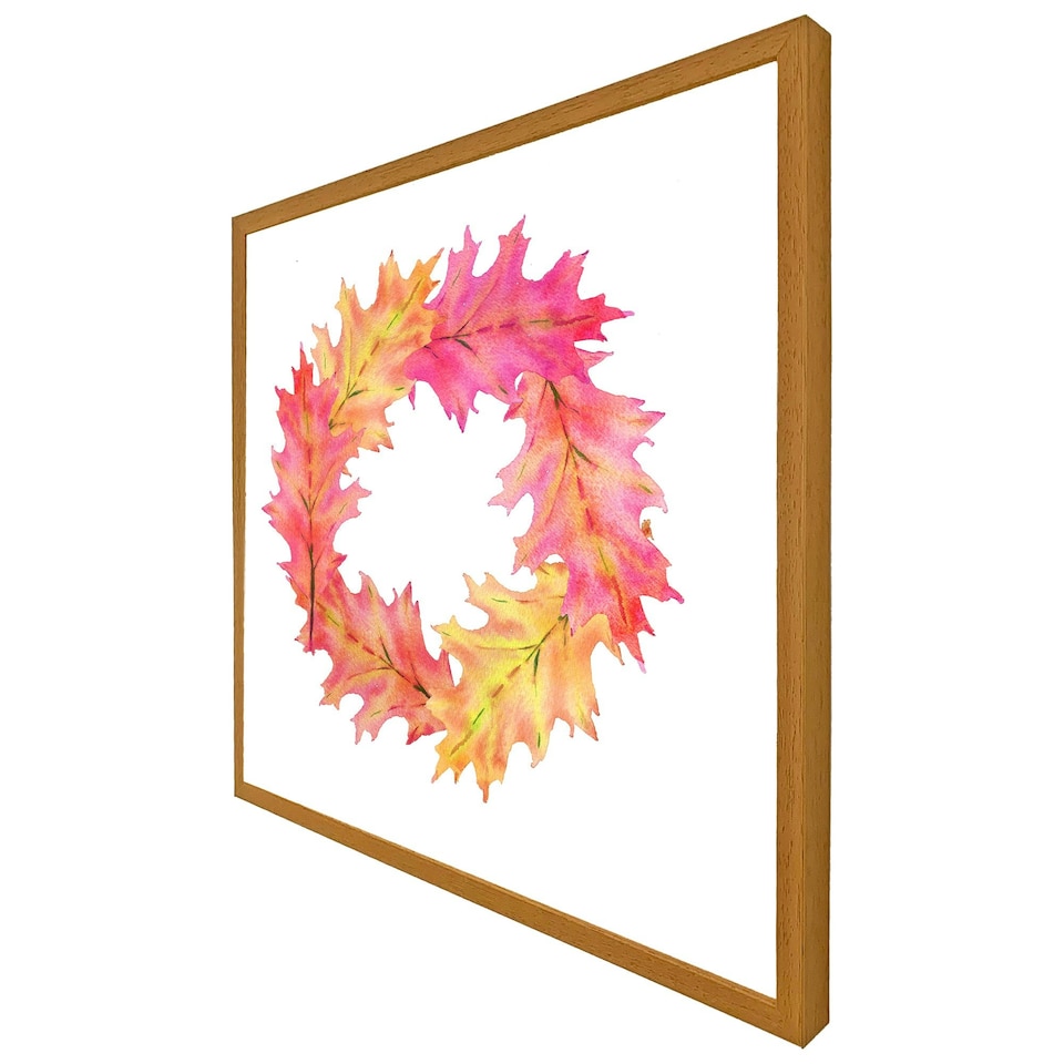 image 1 of Pink & orange autumn reath (Picture Frame) Black | L