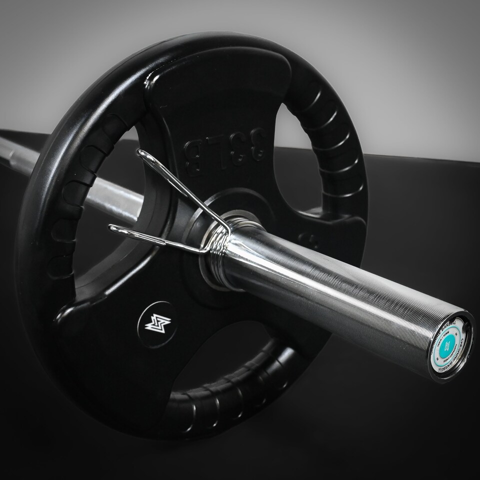 image 1 of GYM SETS Tri Grip Olympic Weight Plates-(2x2.5kg(5kg)/With 5ft Barbell+Clips)